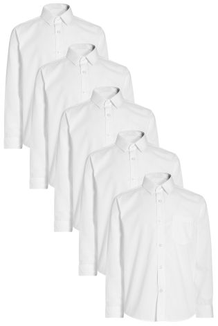 White Long Sleeve Shirts Five Pack (3-16yrs)